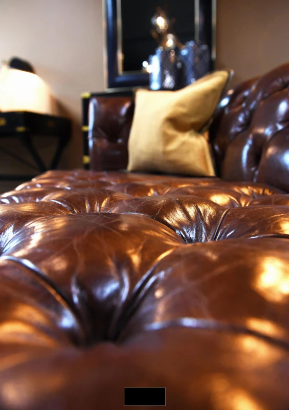 Skórzana Sofa Vintage Brown 210 cm brązowa skóra kauczuk sosna - skórzana kanapa