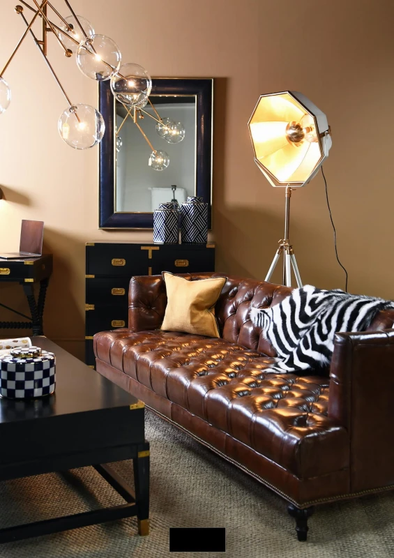 Skórzana Sofa Vintage Brown 210 cm brązowa skóra kauczuk sosna - skórzana kanapa