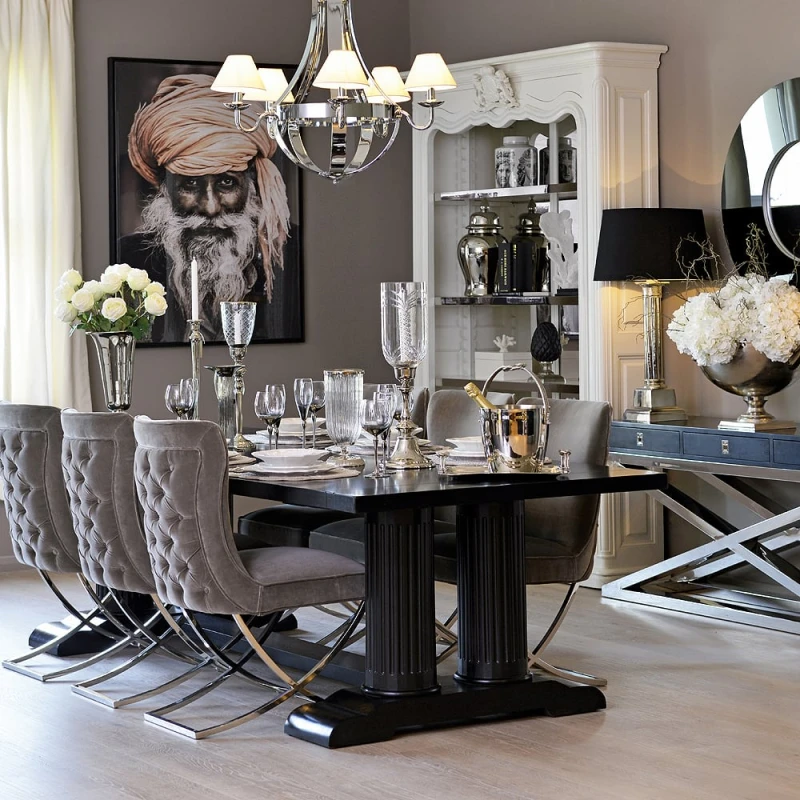 Stół do jadalni Knightsbridge Black110x270 cm mahoń/MDF czarny
