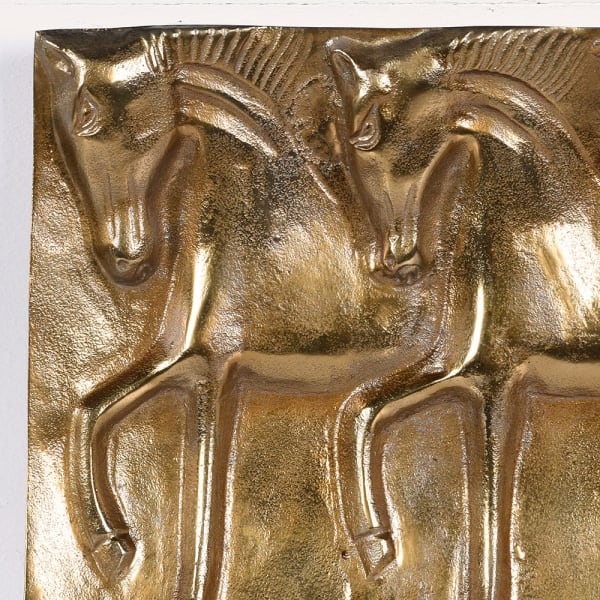 Taca Horse Gold 60 cm aluminium dekoracja konie rzeźbione antyczny mosiądz