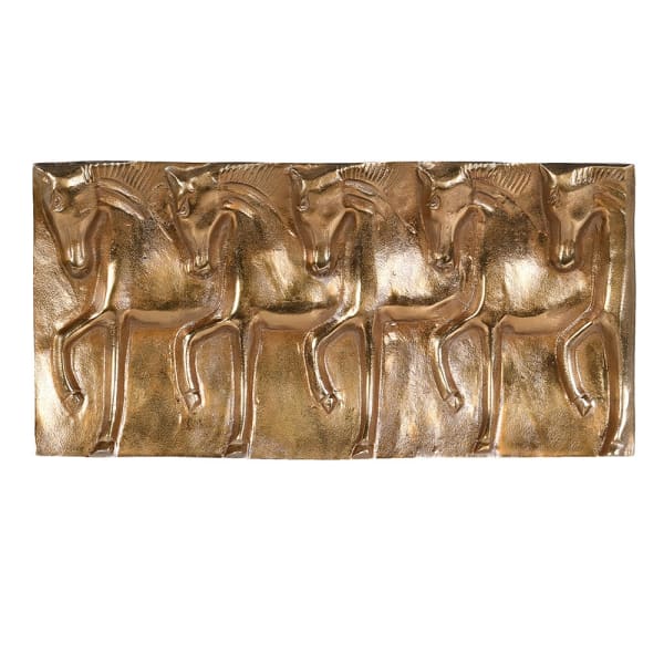 Taca Horse Gold 60 cm aluminium dekoracja konie rzeźbione antyczny mosiądz