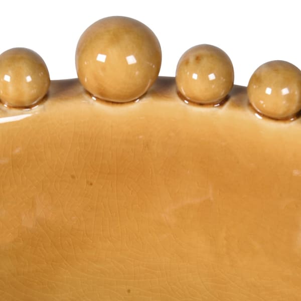 Misa Bubble Mustard ceramika 38 cm średnicy dekoracyjna misa zdobione krawędzie żółta