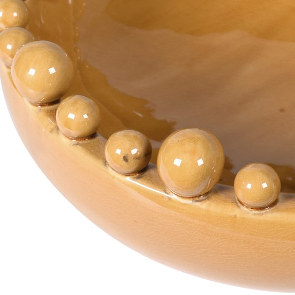 Misa Bubble Mustard ceramika 38 cm średnicy dekoracyjna misa zdobione krawędzie żółta