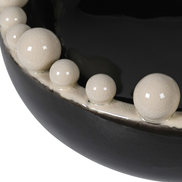 Misa Bubble Black and White ceramika 38 cm średnicy dekoracyjna misa zdobione krawędzie biel i czerń