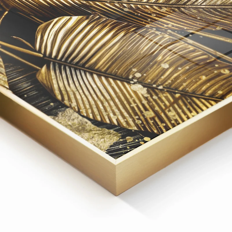 Obraz glasspik Golden Tropic obraz za szkłem złota rama 80x120 cm