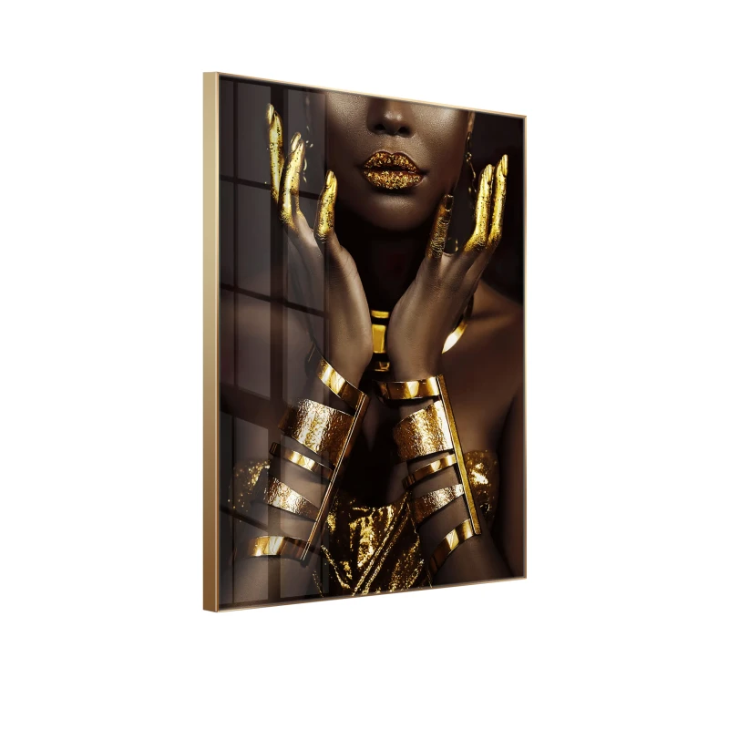 Obraz na szkle Golden Touch 80x120 cm z kobiecym portretem