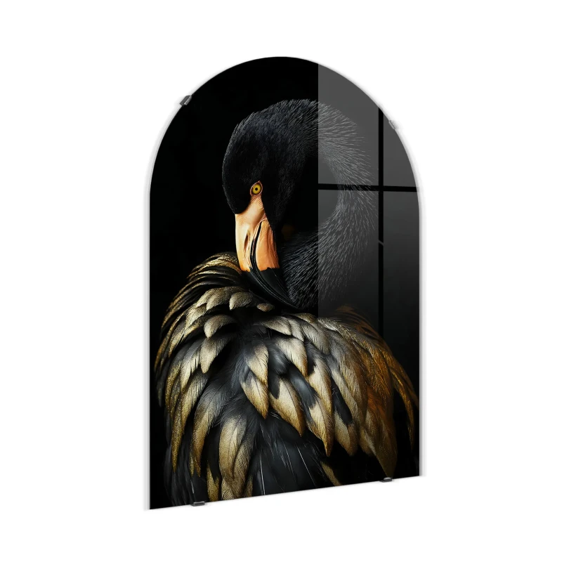 Black Flamingo glasspik do salonu w nowoczesnym stylu