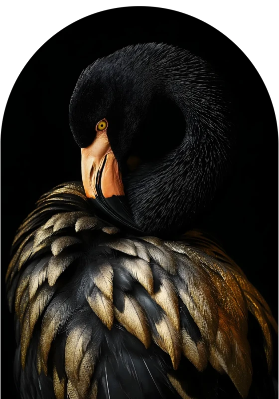 Black Flamingo glasspik do salonu w nowoczesnym stylu