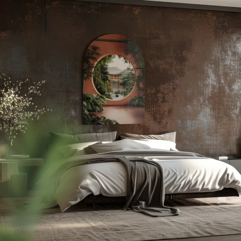 Obraz na szkle Karakura Arched 70x100 cm z ogrodem japońskim