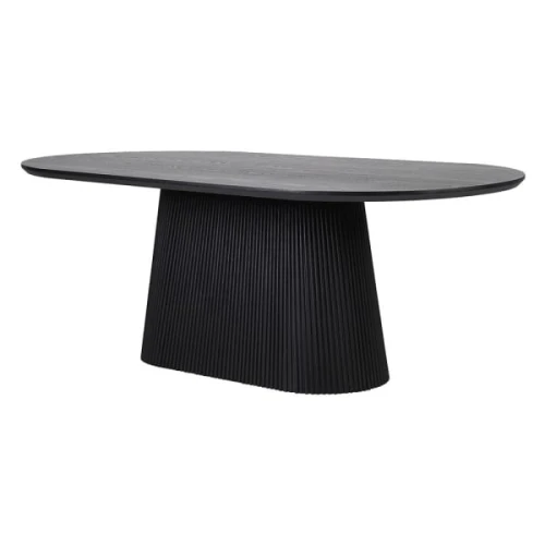 Czarny stół jadalniany Black Mystic 210 cm owalny blat ryflowana podstawa