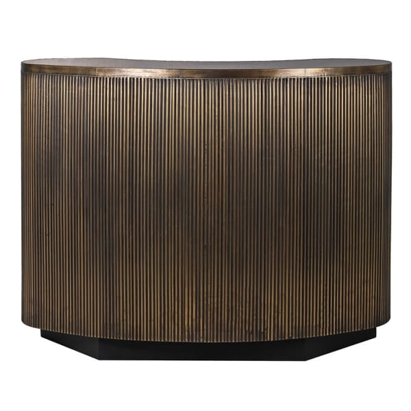 Ryflowany barek na alkohol Antique Brass 140 cm