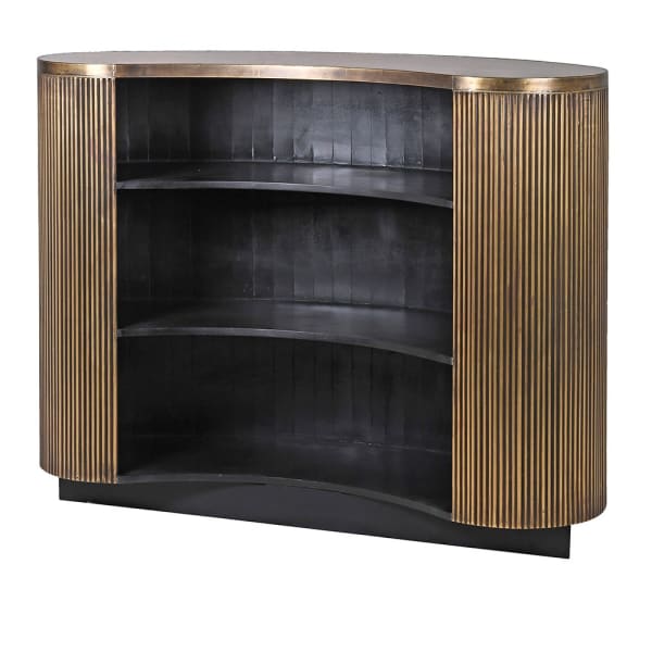 Ryflowany barek na alkohol Antique Brass 140 cm