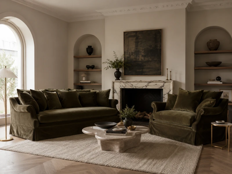 Duża sofa trzyosobowa Olive velvet bawełna 100% 240 cm szerokości wygodne poduchy