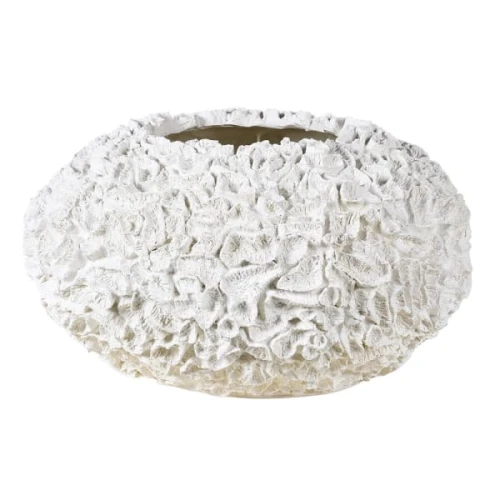 Biała misa dekoracyjna Coral White 48 cm z fakturą rafy