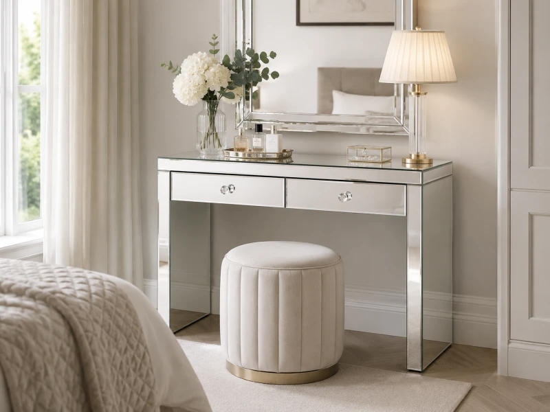 Luxury mirrored dressing table for bedroom interiors