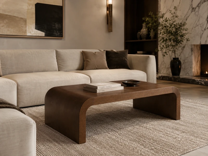 Designerski stolik kawowy Henley z giętą formą do salonu