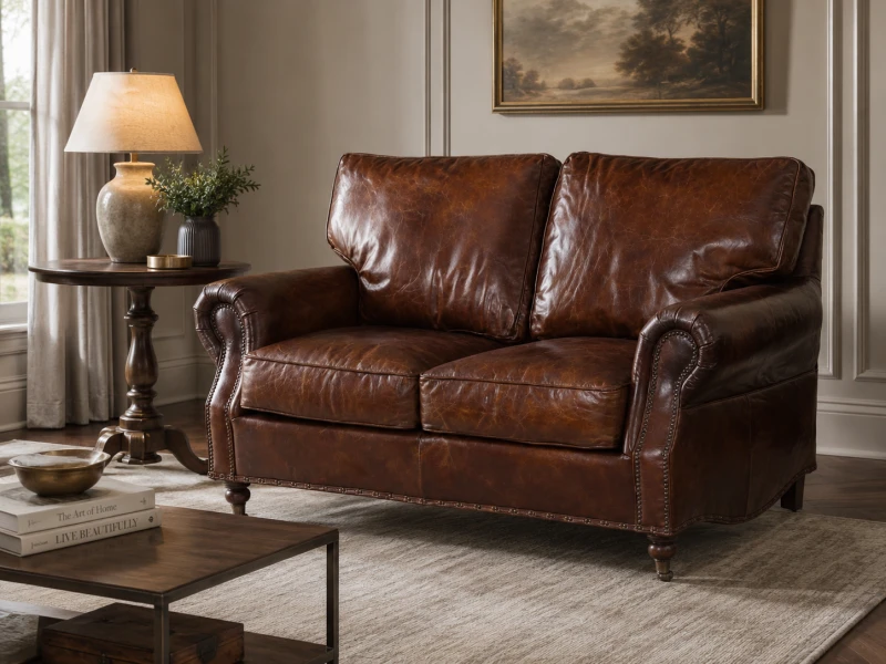 Brązowa sofa skórzana Vintage Brown II 148 cm