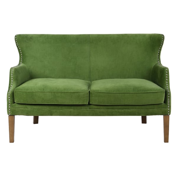 Zielona sofa tapicerowana bawełną do salonu