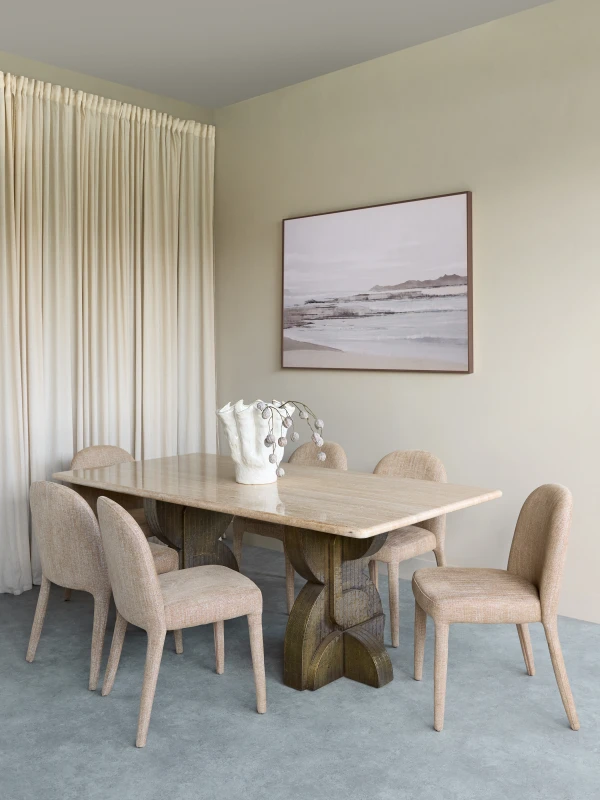 Stół do jadalni Ashford 200x100 cm blat z naturalnego trawertynu metalowe nogi