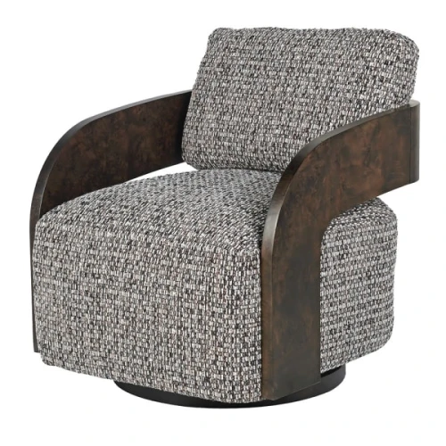 Fotel Heron Cobblestone szary fotel obrotowy drewniana rama