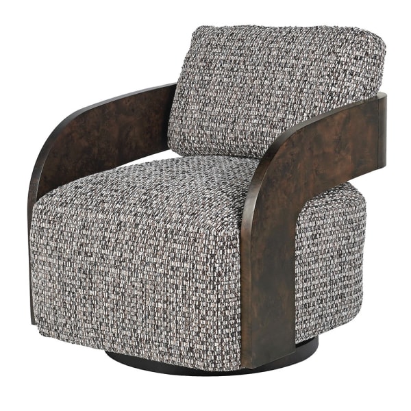 Fotel Heron Cobblestone szary fotel obrotowy z drewnianą ramą