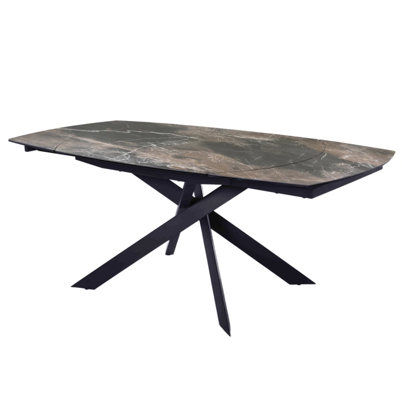 Rozłożony stół ceramiczny Thames 190 cm z czarną podstawą