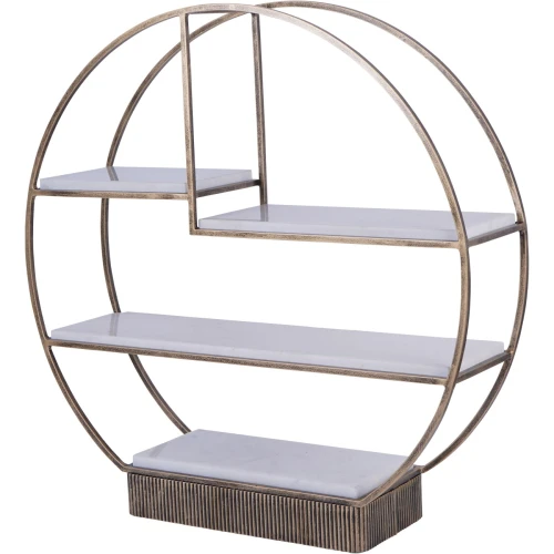 Marmurowa patera piętrowa Primrose 62 cm – złota etażerka bufetowa