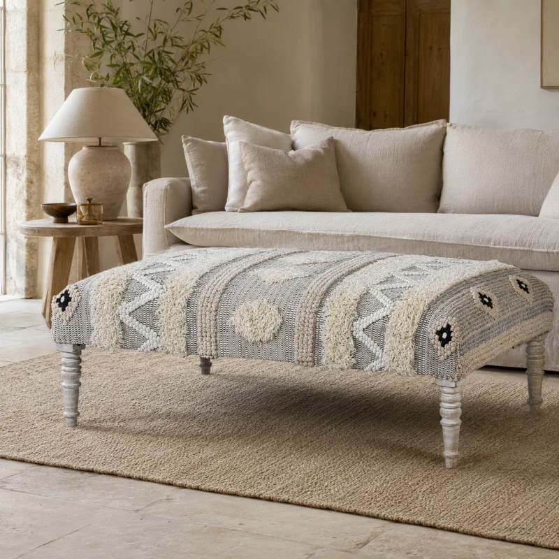 Podnóżek Orient Wool 132 cm z wełny i bawełny