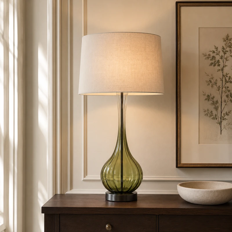 Lampa stołowa Green Glass 78 cm z zieloną szklaną podstawą