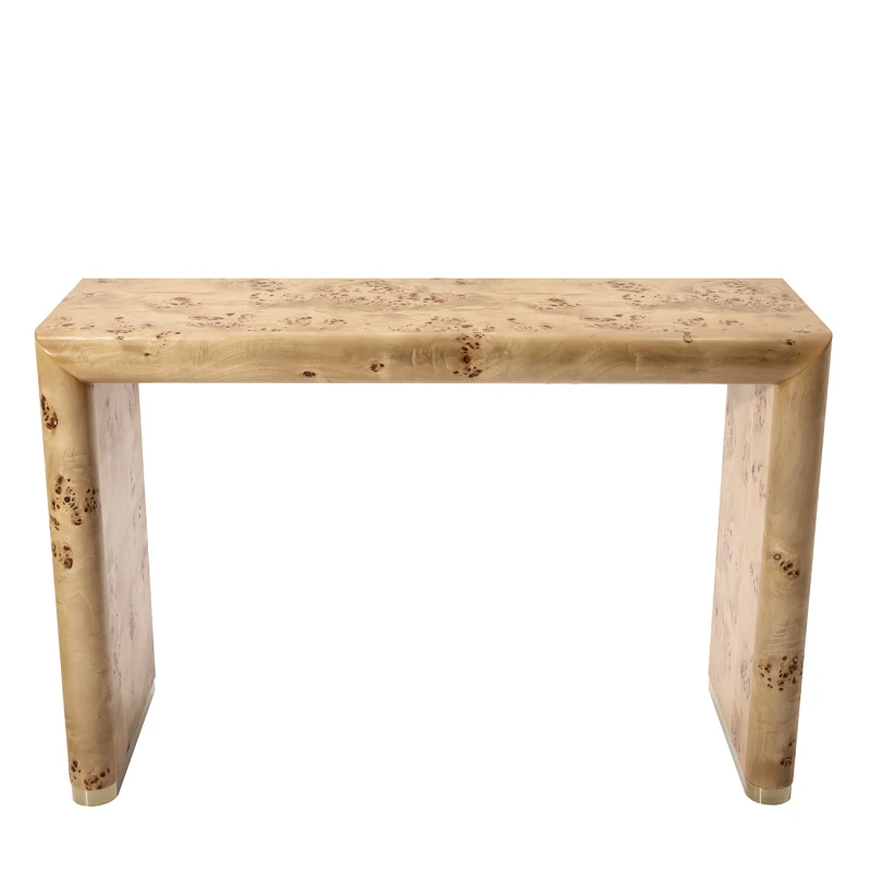 Konsola Burl 120 cm pokryta jasnym fornirem czeczotowym