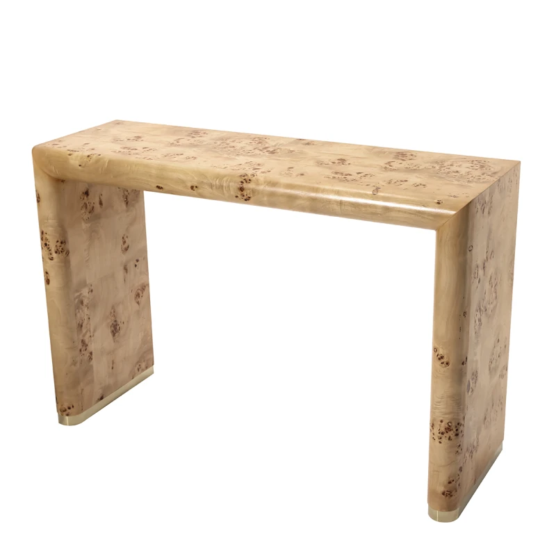 Konsola Burl 120 cm pokryta jasnym fornirem czeczotowym