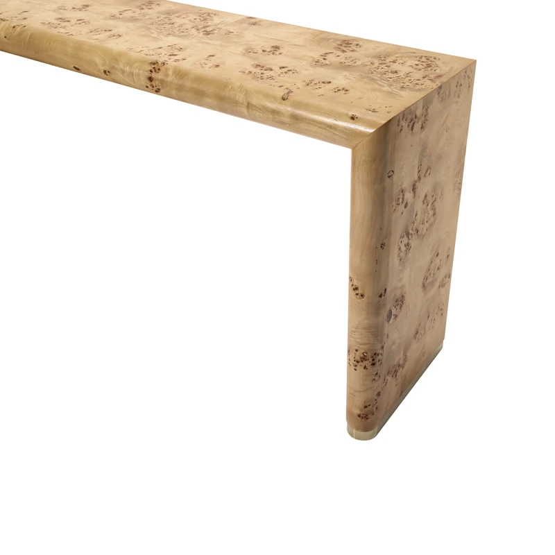 Konsola Burl 120 cm pokryta jasnym fornirem czeczotowym