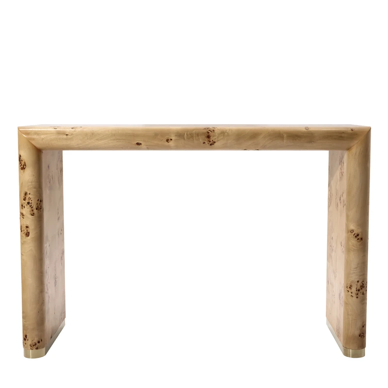 Konsola Burl 120 cm pokryta jasnym fornirem czeczotowym