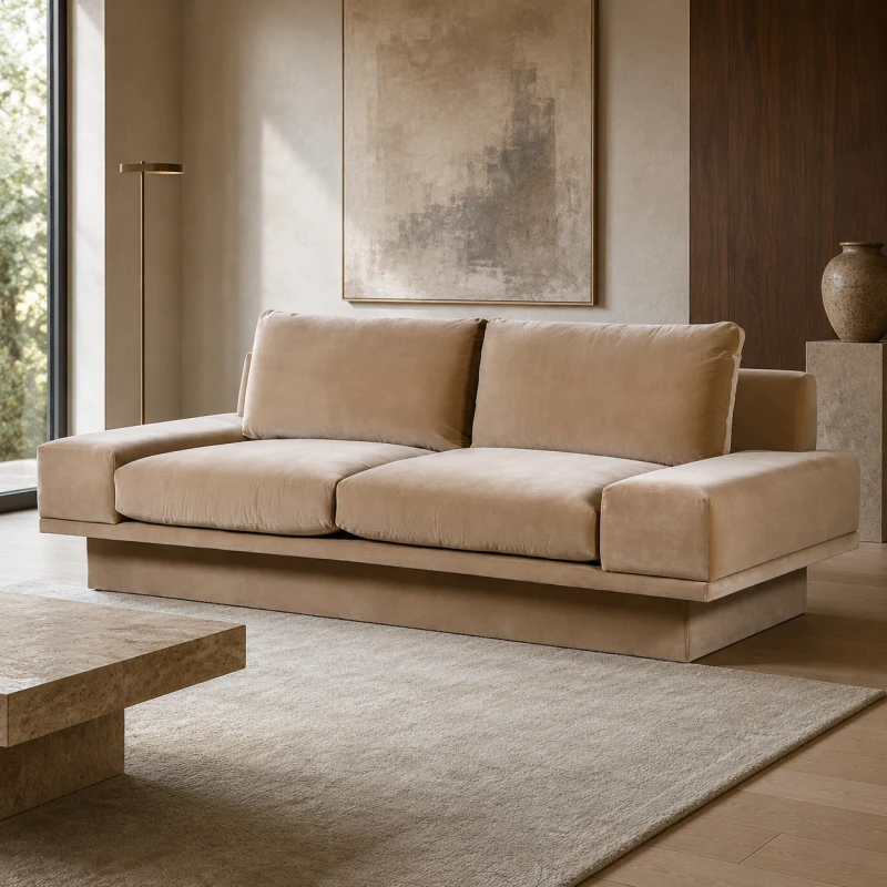 Sofa Lyall Caramel 240 cm tapicerowana tkaniną velvet