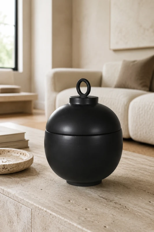 Czarny pojemnik ceramiczny Novum Black 30 cm z pokrywą