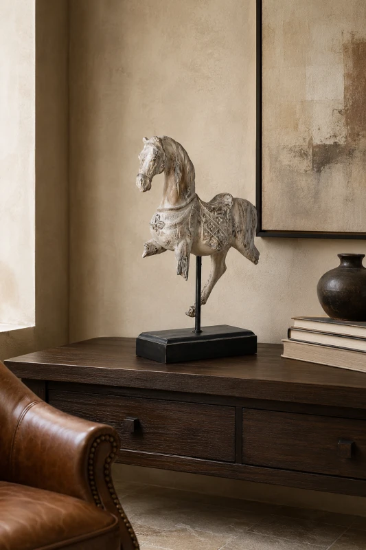 Rzeźba konia Horse on Stand 48 cm na czarnej podstawie