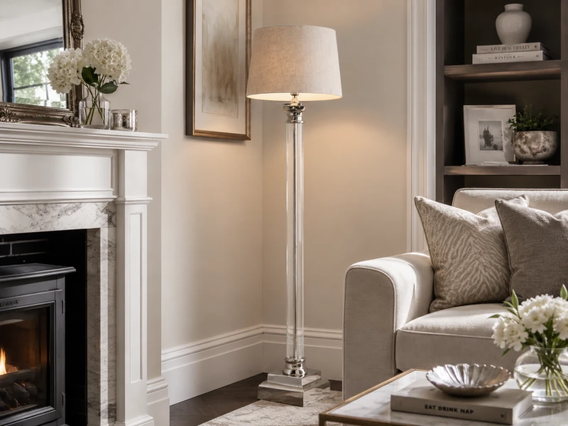 Lampa podłogowa Clear Luxury 169 cm ze szklaną podstawą