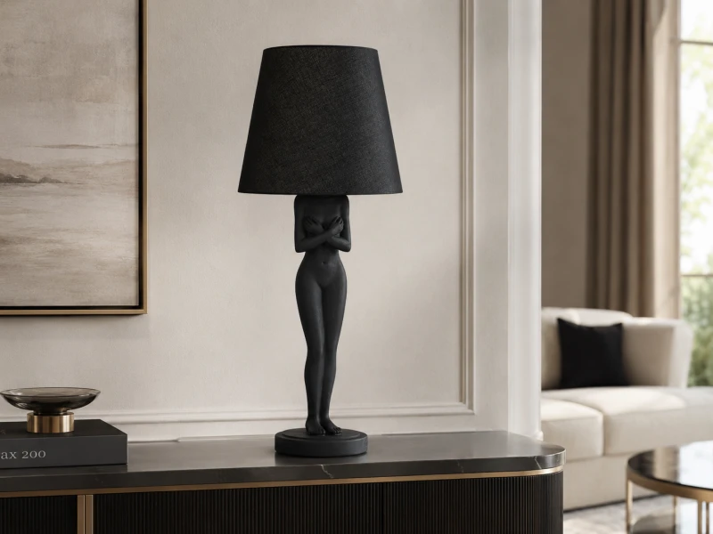 Czarna lampa stołowa Naked Black 76 cm z figurą kobiety