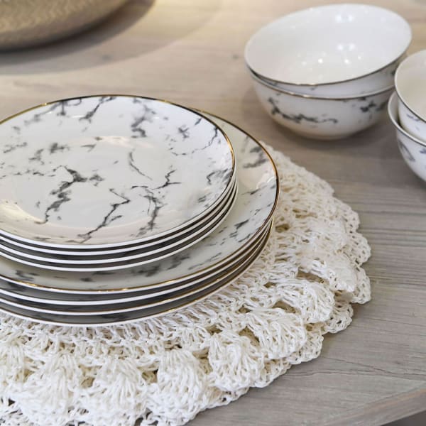 Komplet zastawy Marble 12 elementów z efektem marmuru