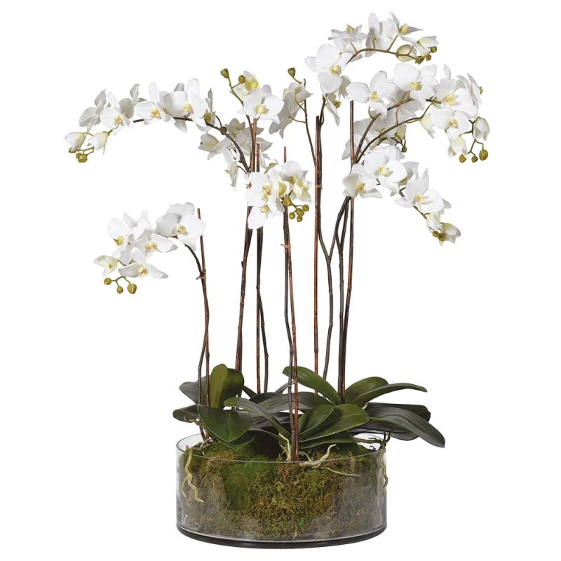 Storczyk White Glass 84 cm wysokości szklana donica biała orchidea sztuczny stoczy dekoracyjny