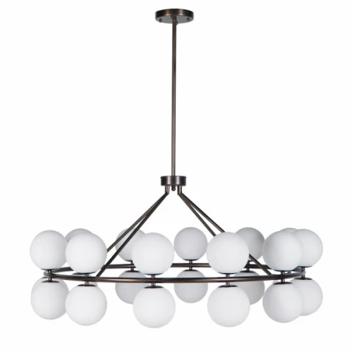 Brązowy żyrandol kule Brown Bubble 115 cm – 24 mleczne szklane klosze