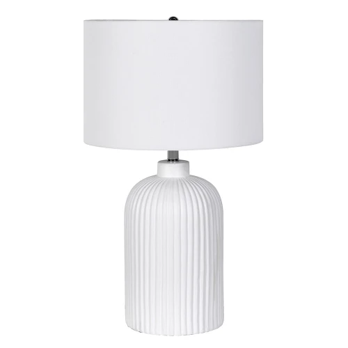 Lampa stołowa Kent White 68 cm – biała ceramiczna podstawa i bawełniany abażur
