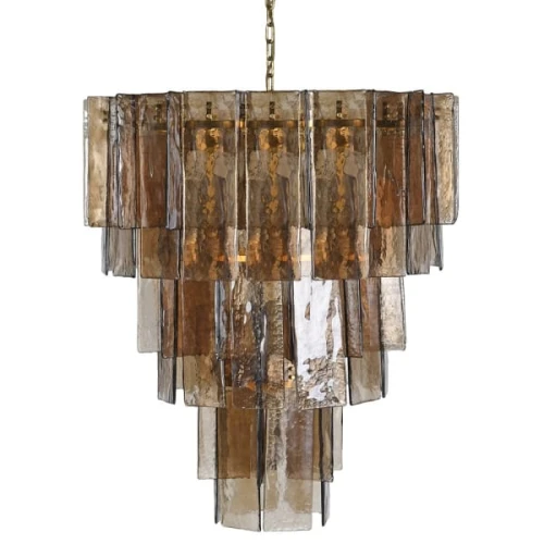 Żyrandol Portobello Gold 88 cm – dekoracyjne szkło w odcieniach bursztynu i złota