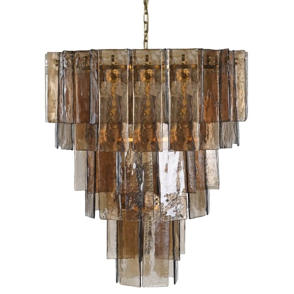Żyrandol Portobello Gold 88 cm ze szklanymi panelami