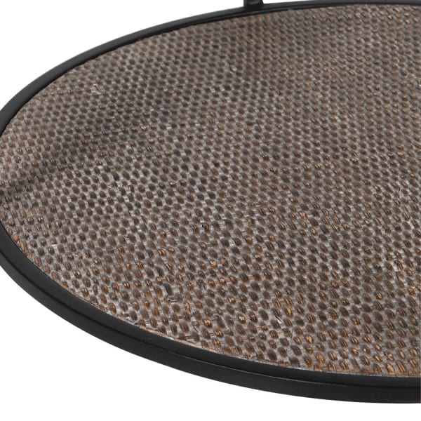 Okrągły stolik pomocniczy Lyall Wicker z czarną metalową ramą