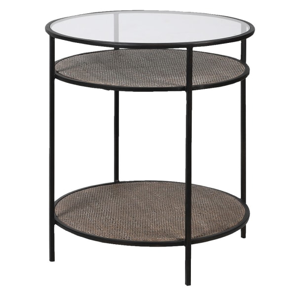 Stolik boczny Lyall Wicker ze szklanym blatem 55 cm