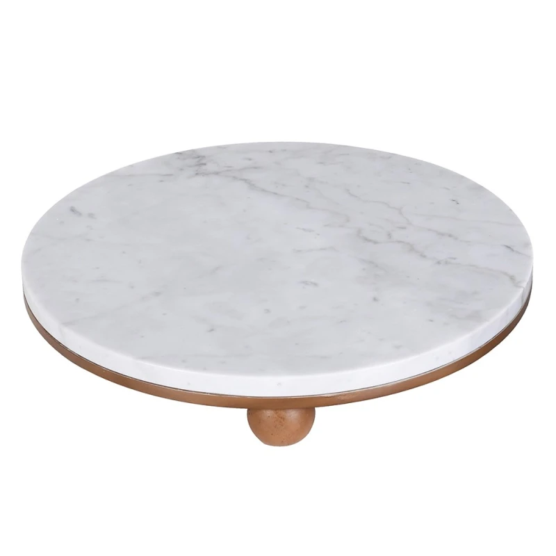 Okrągła taca z białego marmuru 40 cm