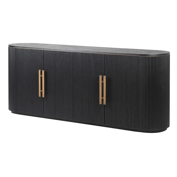 Komoda Nero Ribbed 200 cm z czterema ryflowanymi frontami