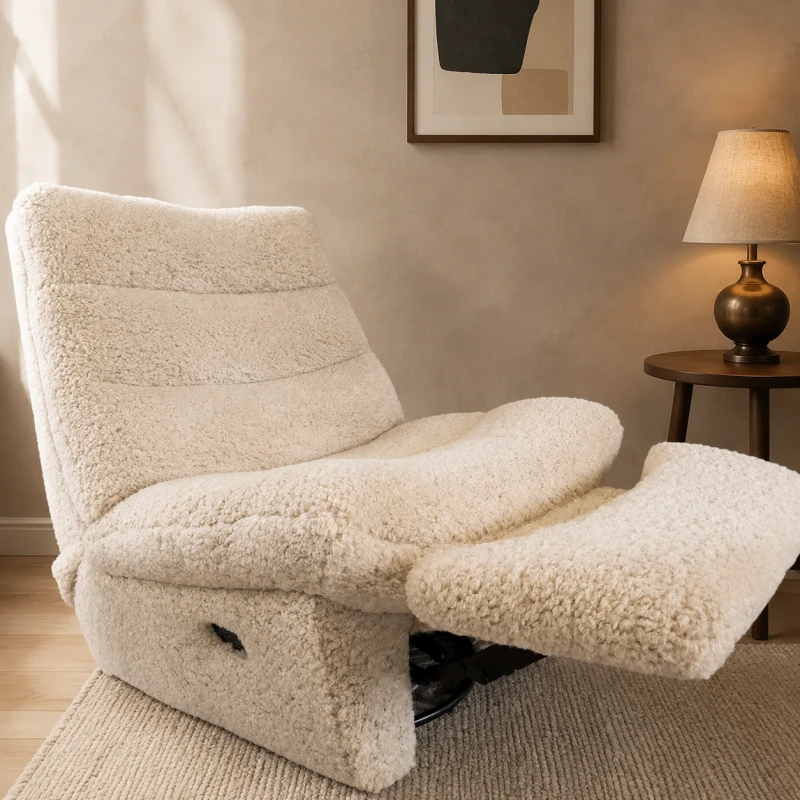 Fotel Kingham Shearling - fotel ze sztucznej owczej skóry 103 cm designerski fotel do salonu