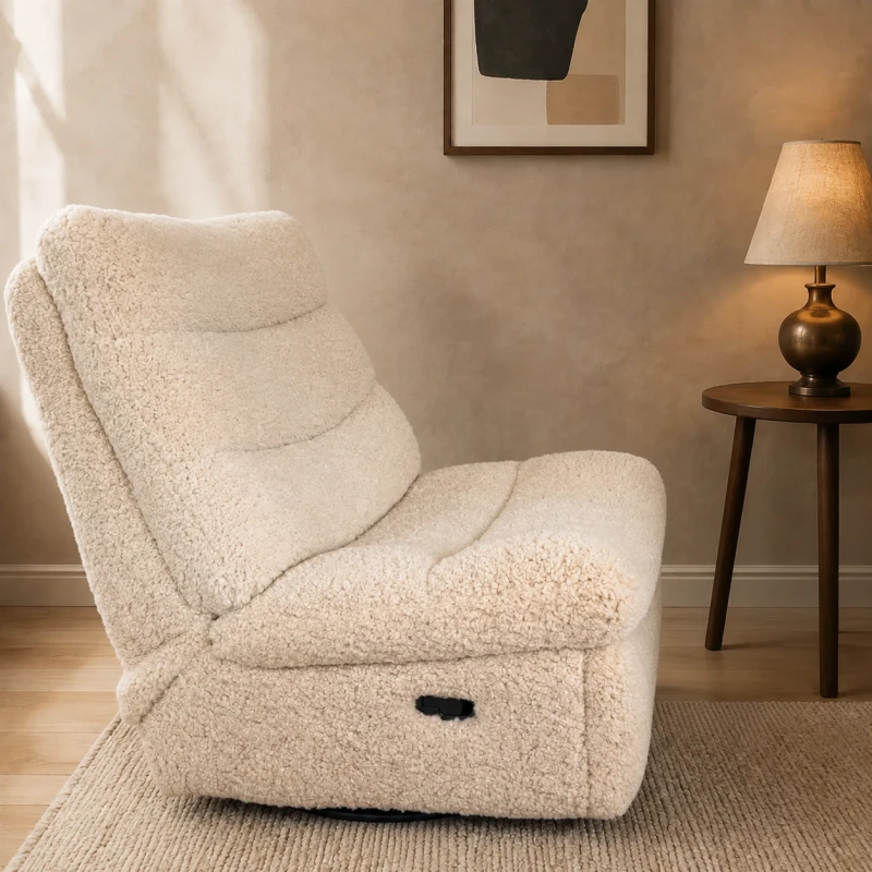Fotel Kingham Shearling - fotel ze sztucznej owczej skóry 103 cm designerski fotel do salonu